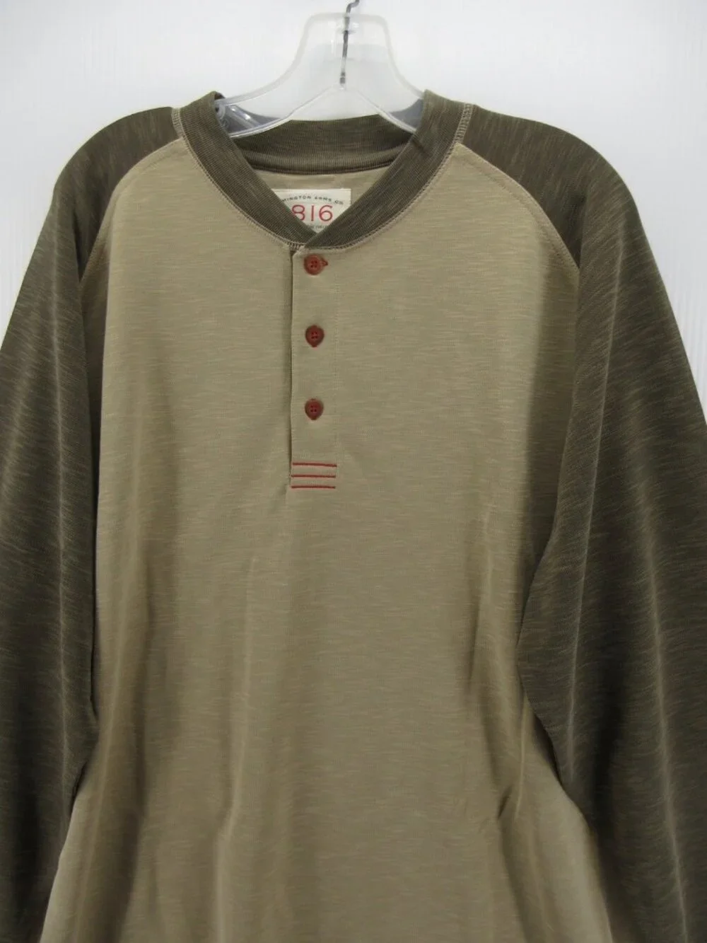 Remington Shirt XXL Green Henley Pullover Colorblock Raglan Knit NEW